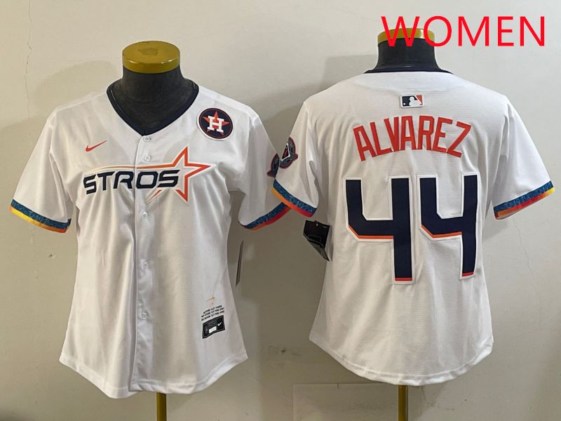 Women Houston Astros #44 Alvarez White Fourth generation Joint Name 2025 Nike MLB Jersey style 9->women mlb jersey->Women Jersey